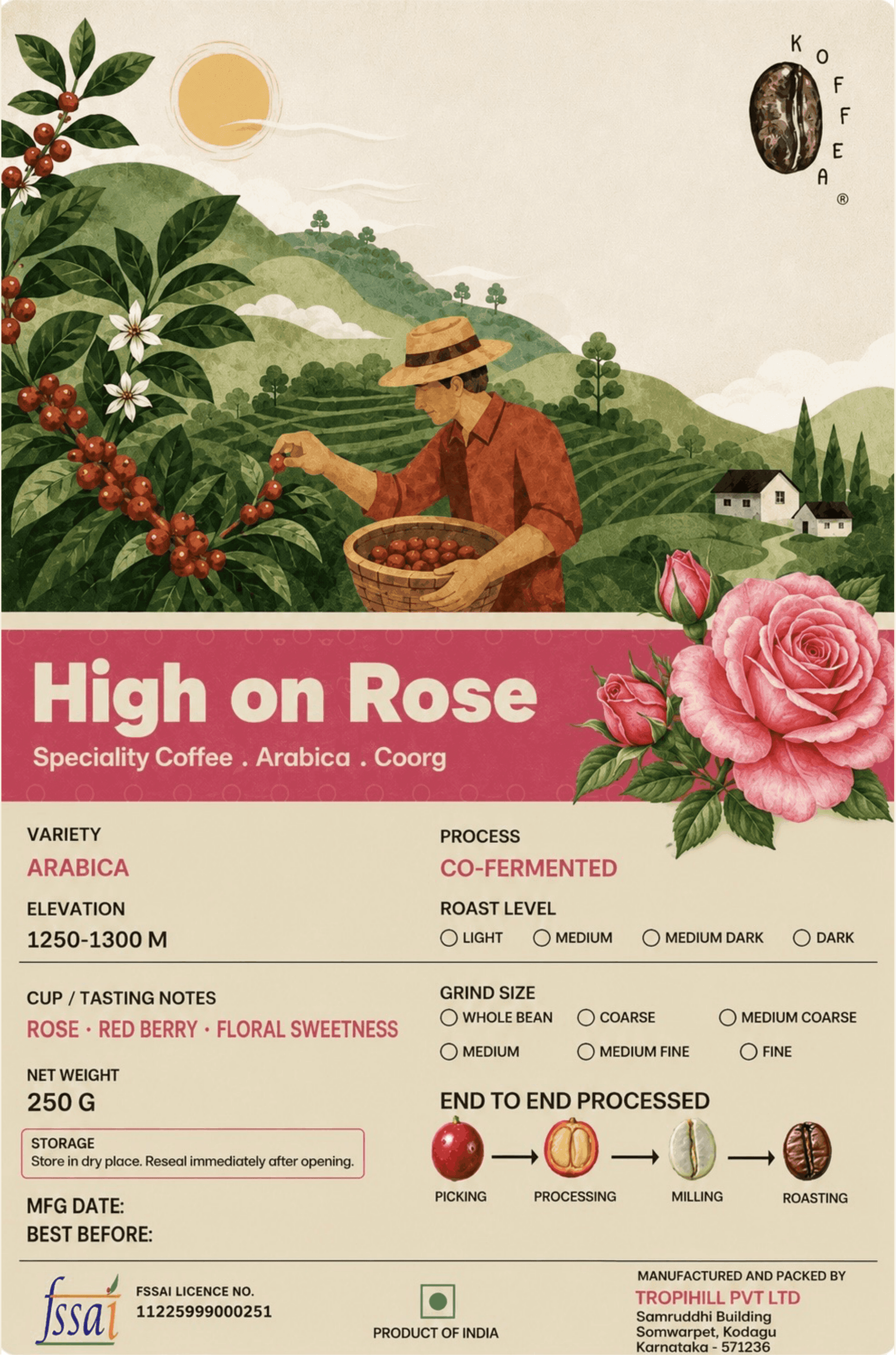 High on Rose Co-Fermented Roasted Coffee Beans view 2