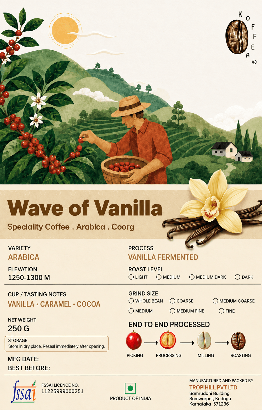 Wave of Vanilla Fermented Arabica Roasted Coffee Beans view 4