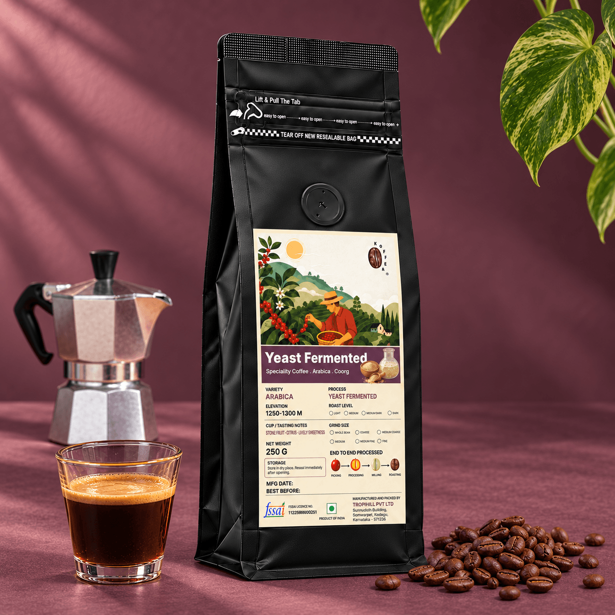 Yeast Fermented Roasted Coffee Beans view 4