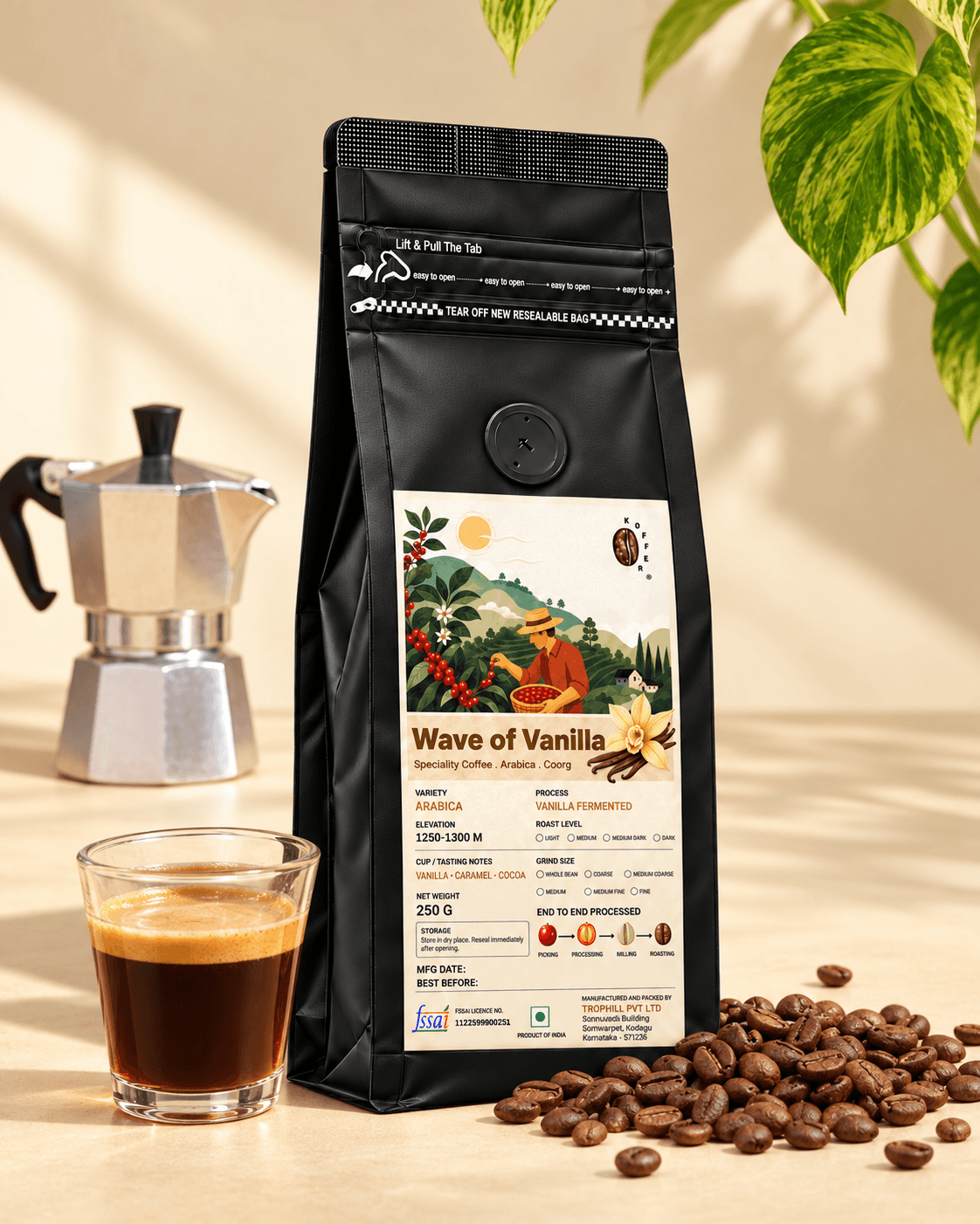 Wave of Vanilla Fermented Arabica Roasted Coffee Beans view 3