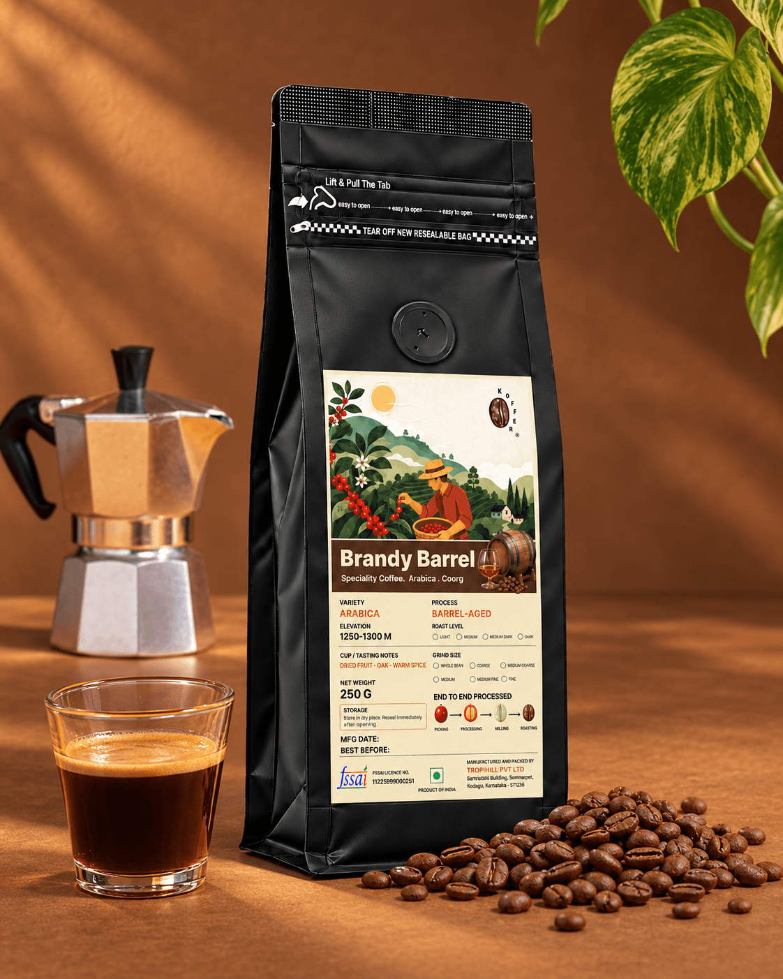 Brandy Barrel Aged Roasted Coffee Beans view 4