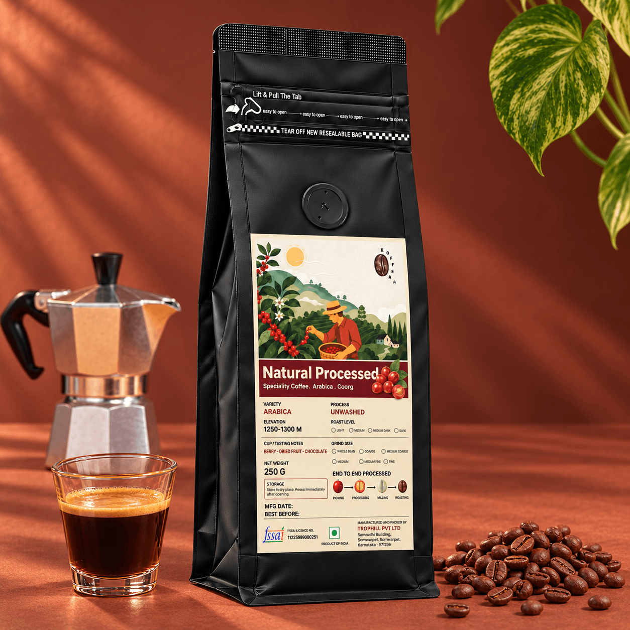 Natural Processed Roasted Coffee Beans view 4