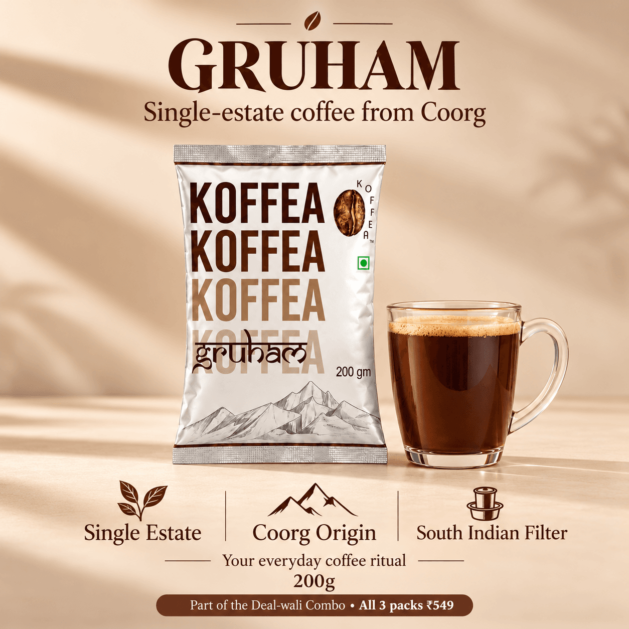 Deal-wali Filter Coffee Combo | 3 Packs | 650g view 3