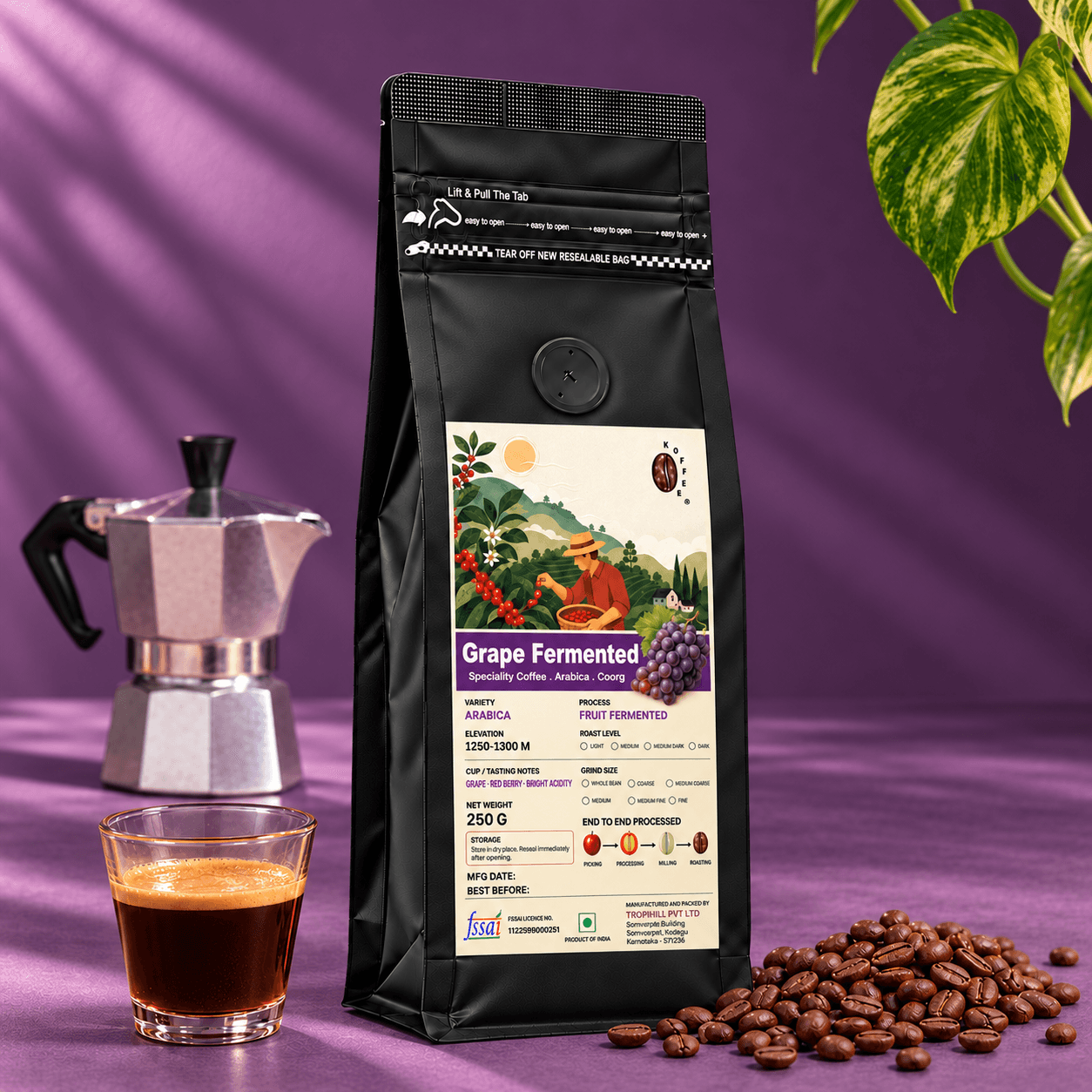 Grape Fermented Roasted Coffee Beans view 4