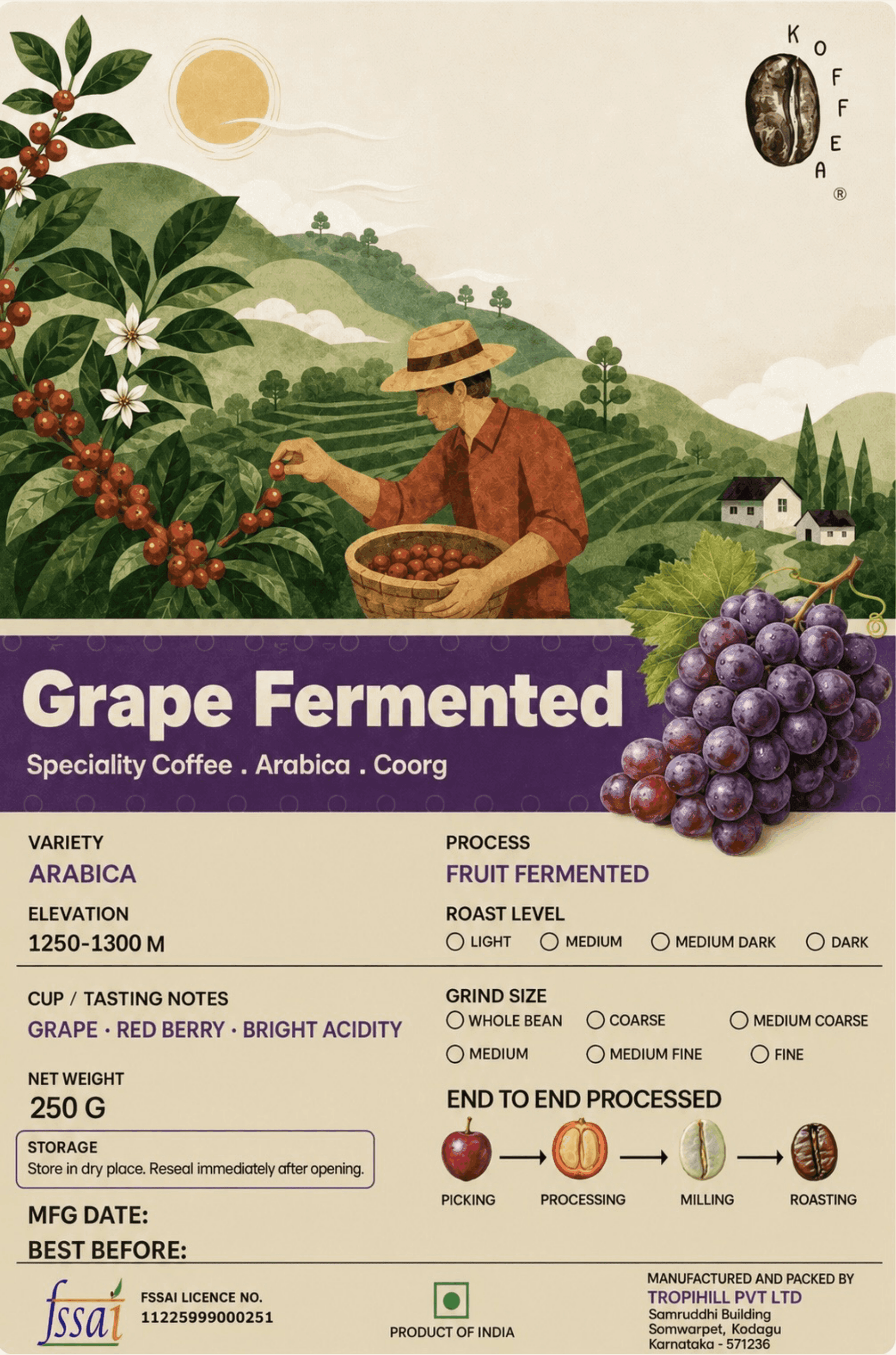 Grape Fermented Roasted Coffee Beans view 2