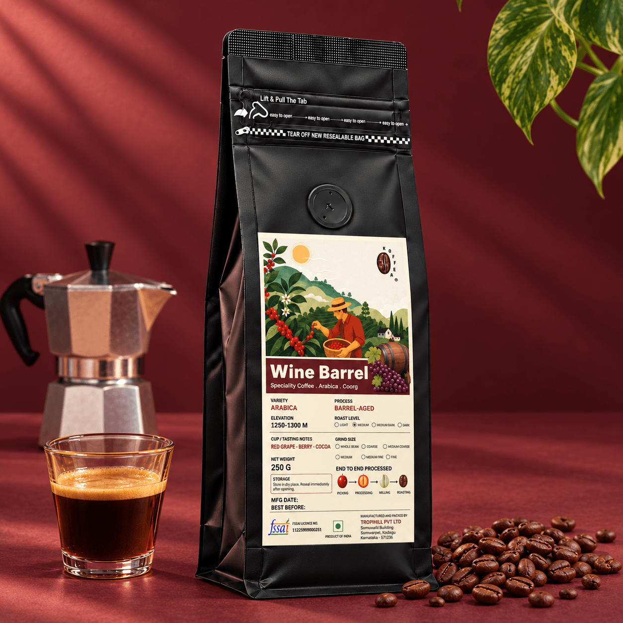 Wine Barrel Aged Roasted Coffee Beans view 4