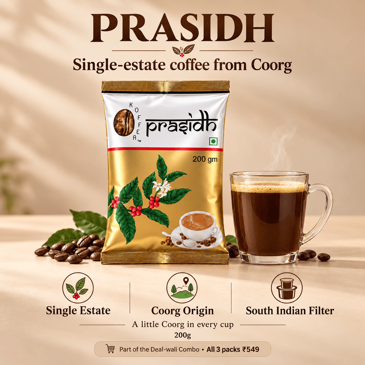 Deal-wali Filter Coffee Combo | 3 Packs | 650g view 4