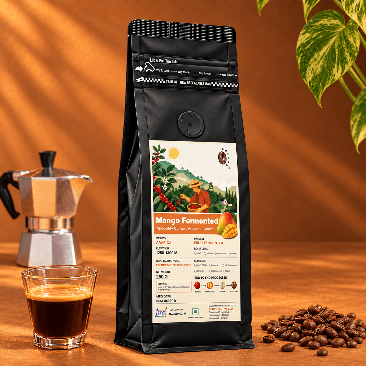 Mango Fermented Roasted Coffee Beans view 4