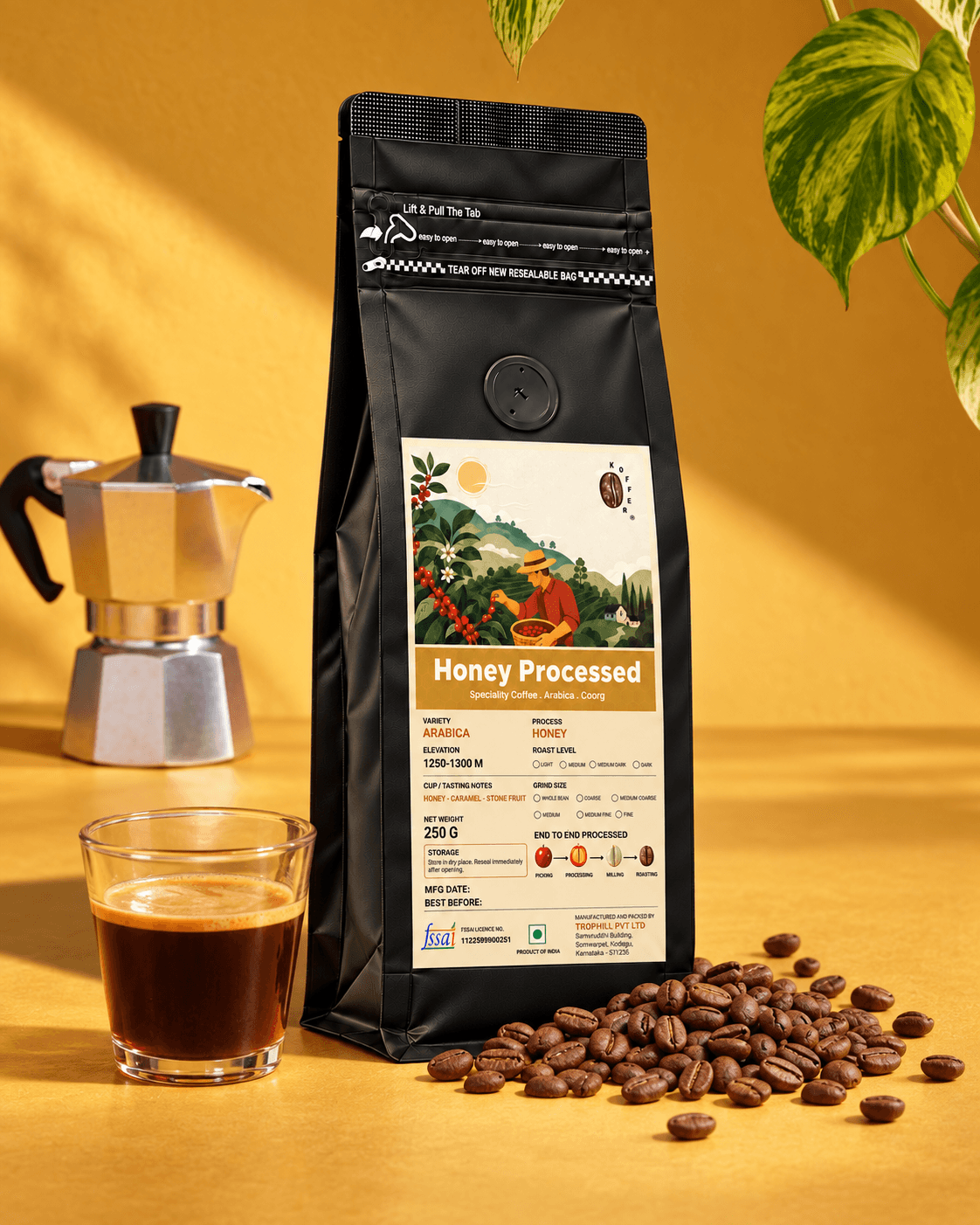 Honey Processed Arabica Roasted Coffee Beans view 4