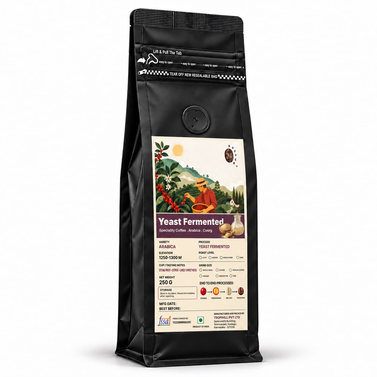 Yeast Fermented Roasted Coffee Beans view 1