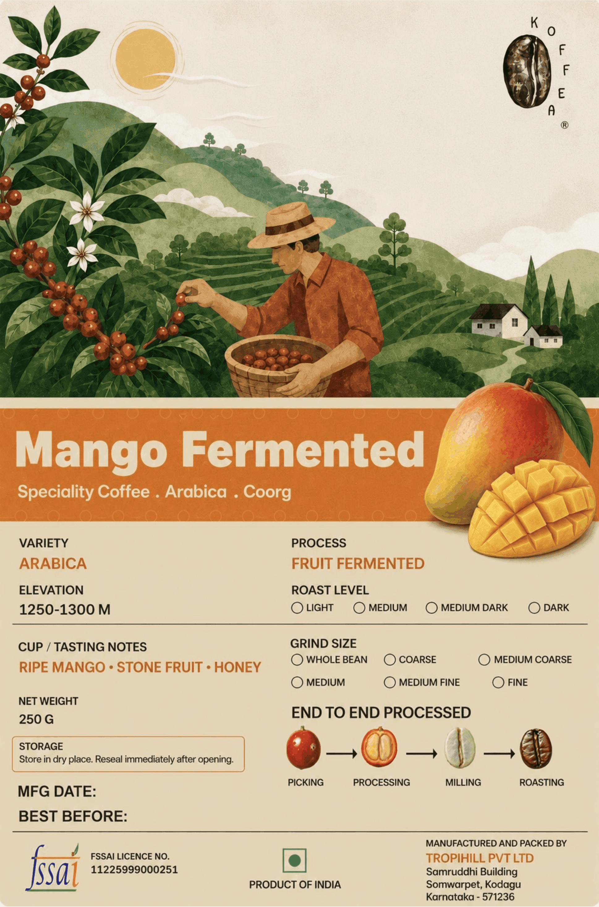 Mango Fermented Roasted Coffee Beans view 2