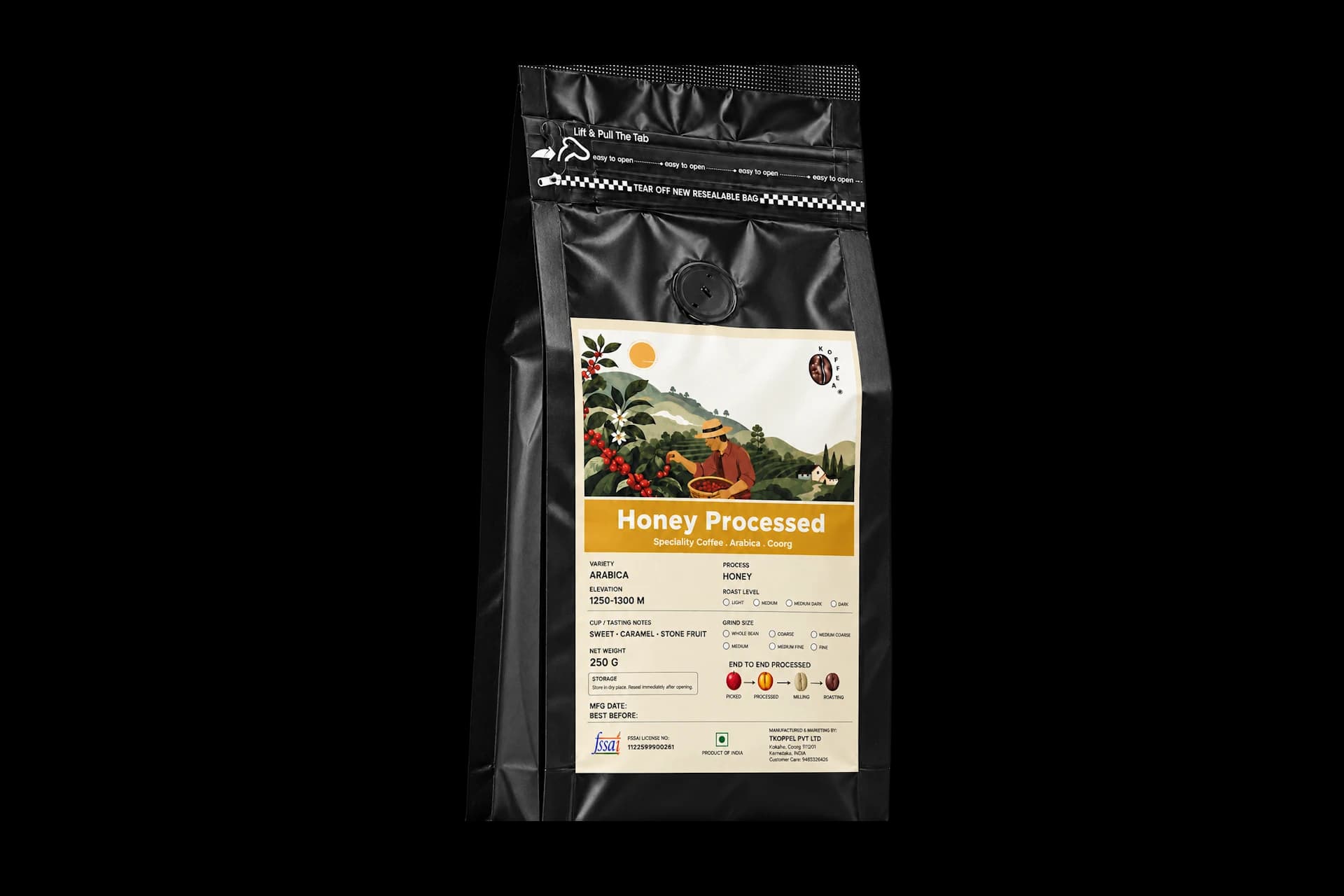 Koffea Honey Processed single-origin coffee bag