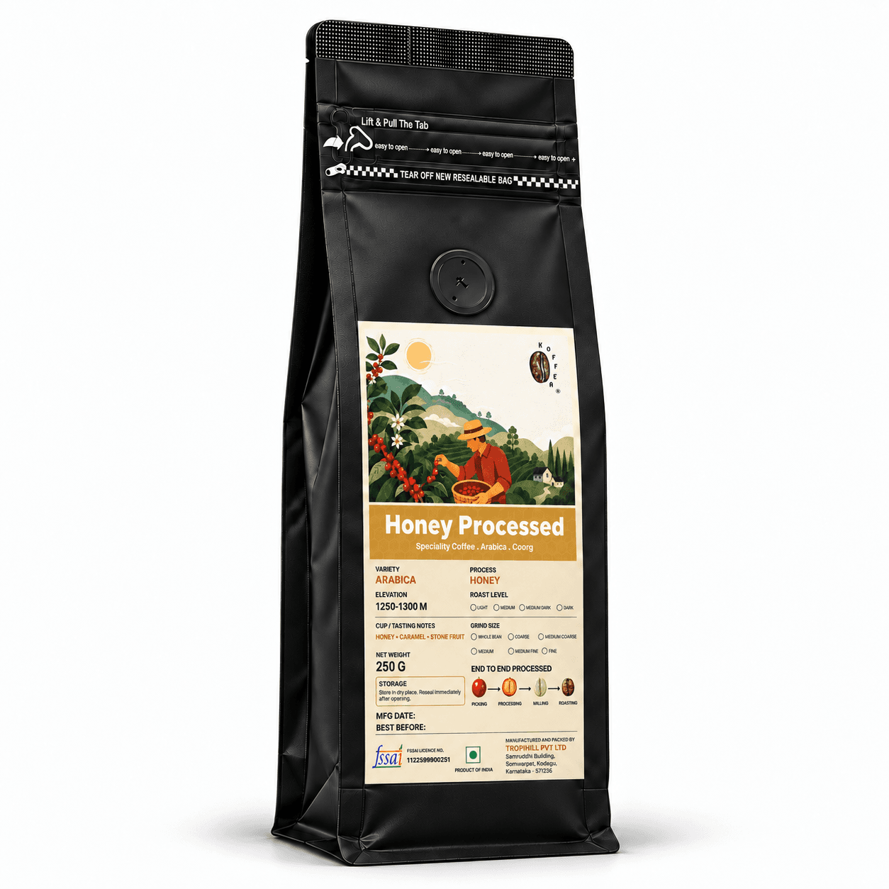 Honey Processed Arabica Roasted Coffee Beans