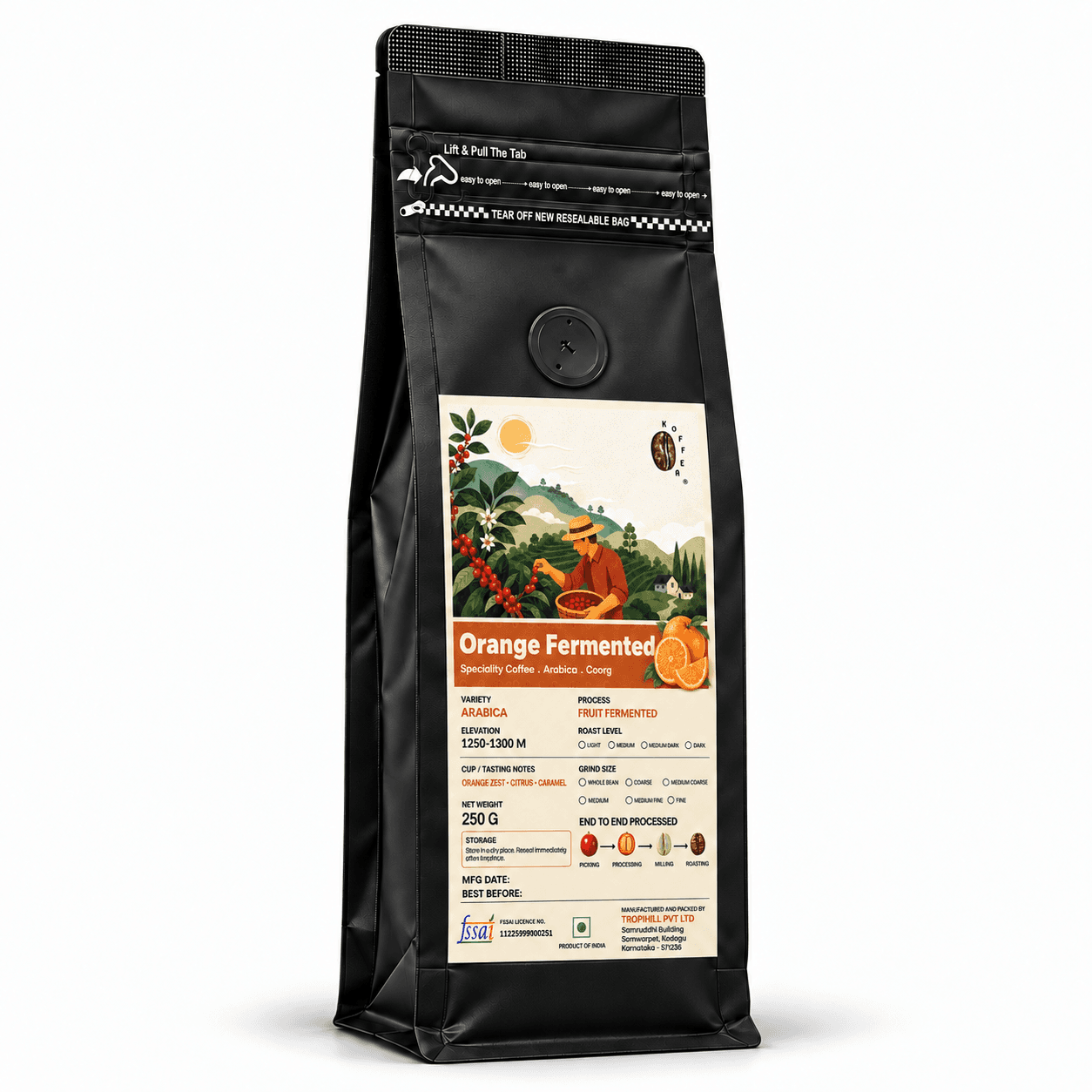Orange Fermented Roasted Coffee Beans