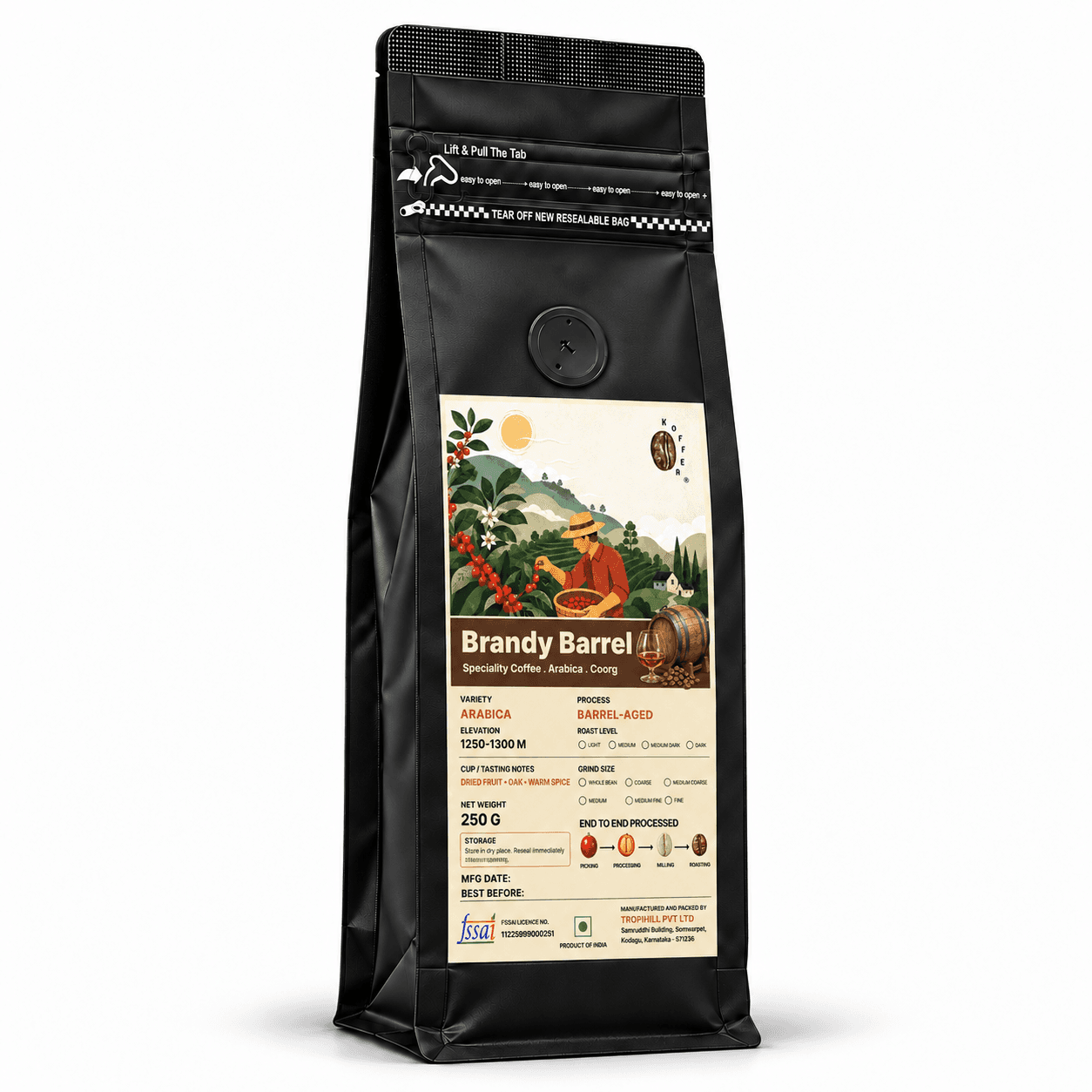 Brandy Barrel Aged Roasted Coffee Beans